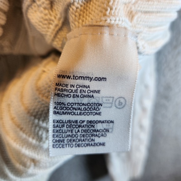 Tommy Hilfiger Sweater Womens Large White Cotton Cable Knit Round Neck Pullover - Picture 4 of 8